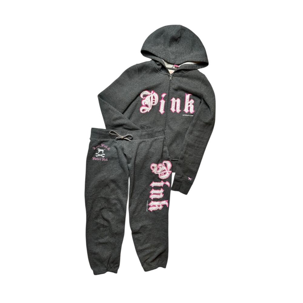 Vintage 2007 Y2K Pink Victoria Secret Rock & Roll Grey Set Size Small